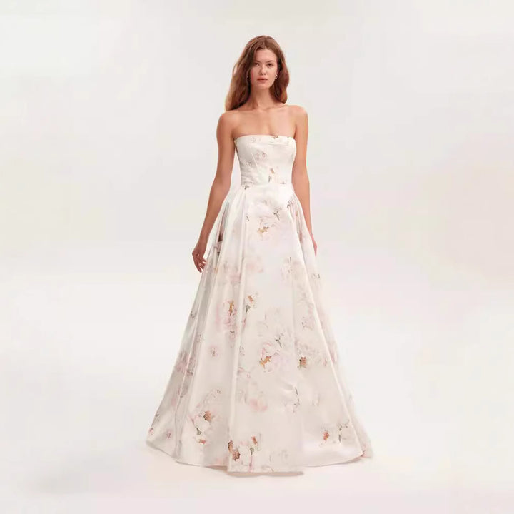 Damen Trachtenkleid mit floralem Design und Bustier-Oberteil Drune