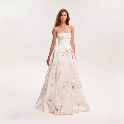 Damen Trachtenkleid mit floralem Design und Bustier-Oberteil Drune