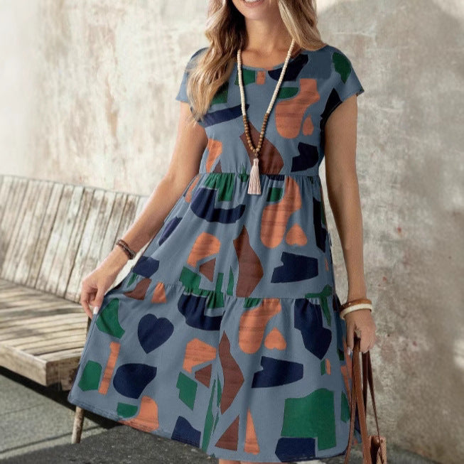 Damen Midikleid mit grafischem Muster und Schlaufenärmel Drune
