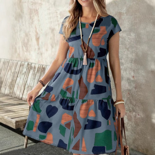 Damen Midikleid mit grafischem Muster und Schlaufenärmel Drune