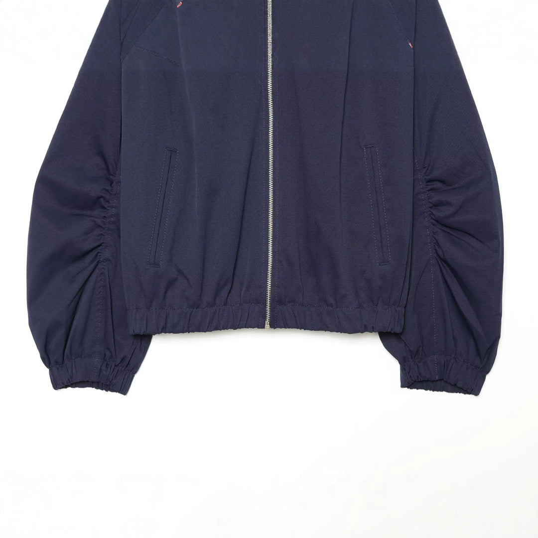 Damen Cropped-Blouson mit hohem Stehkragen, voluminösen Raffungärmeln und Metallreißverschluss Drune
