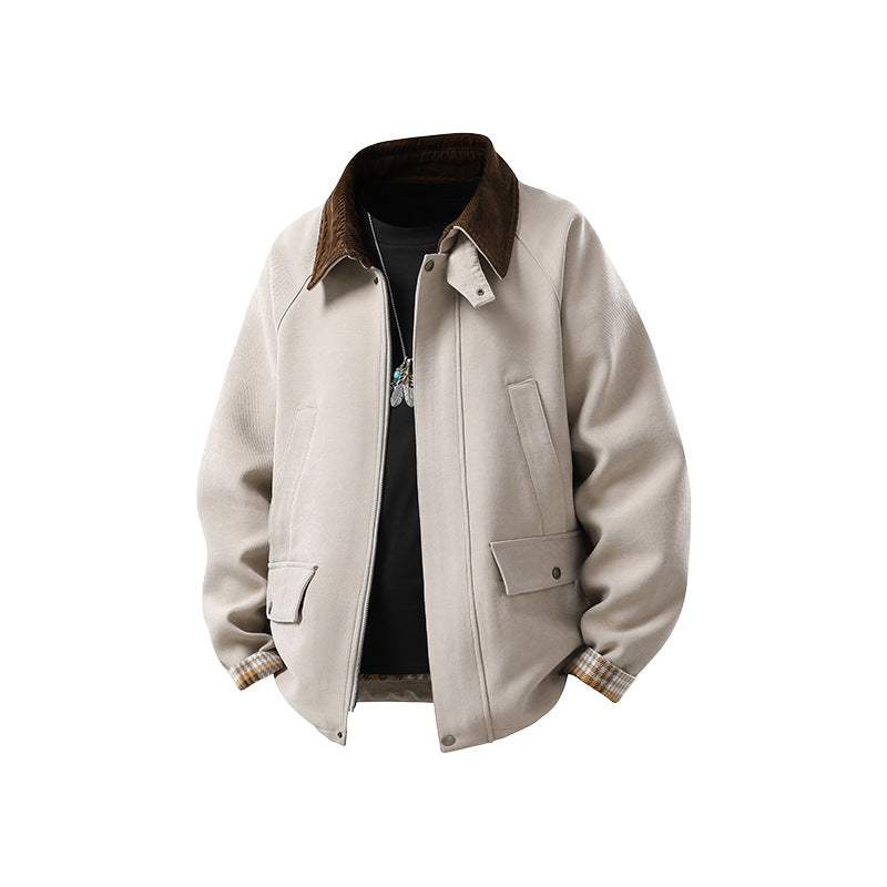 Herren Komfortabler Kurzblouson mit Cordkragen und karierter Innenmanschette Drune