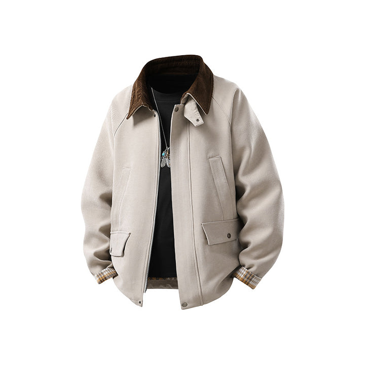 Herren Komfortabler Kurzblouson mit Cordkragen und karierter Innenmanschette Drune