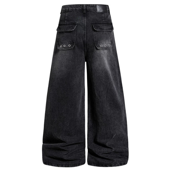 Damen Weite High‑Waist Denim‑Cargo‑Culotte mit Nieten und großen Pattentaschen Drune
