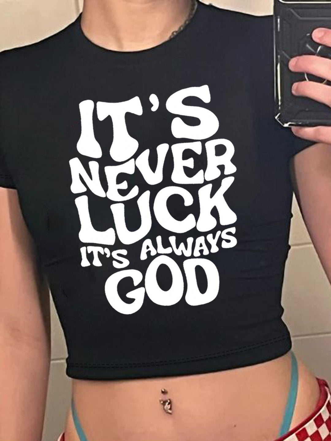 Damen Crop-T-Shirt mit kreativem Bärenmotiv und witzigem Spruch Drune