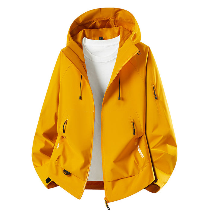 Herren Minimalistischer Softshell-Anorak mit verstellbarer Kapuze & verschweißten Zip-Taschen Drune