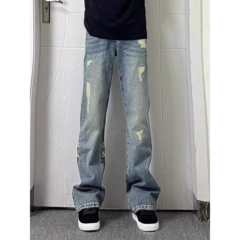Herren modische und lässige Jeans mit kreativen Zierdetails Drune