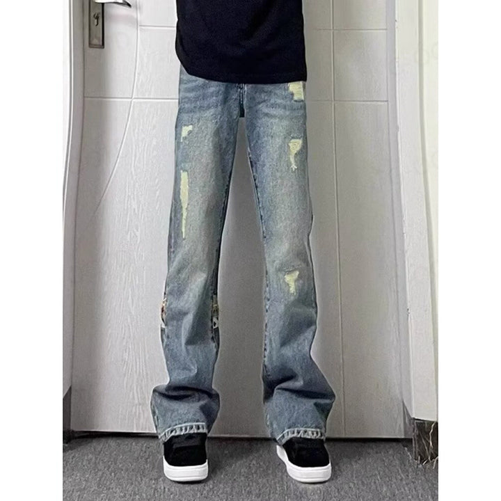 Herren modische und lässige Jeans mit kreativen Zierdetails Drune