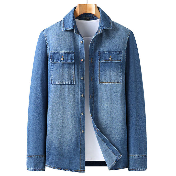 Herren Jeanshemd aus Denim mit Brustpattentaschen und Kentkragen Drune