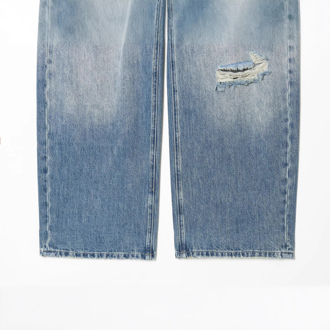 Damen nan weite Destroyed Jeans mit hoher Leibhöhe und umgeschlagener Saum Drune