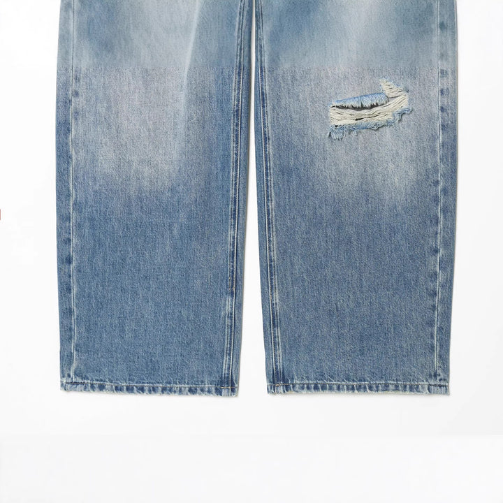 Damen nan weite Destroyed Jeans mit hoher Leibhöhe und umgeschlagener Saum Drune