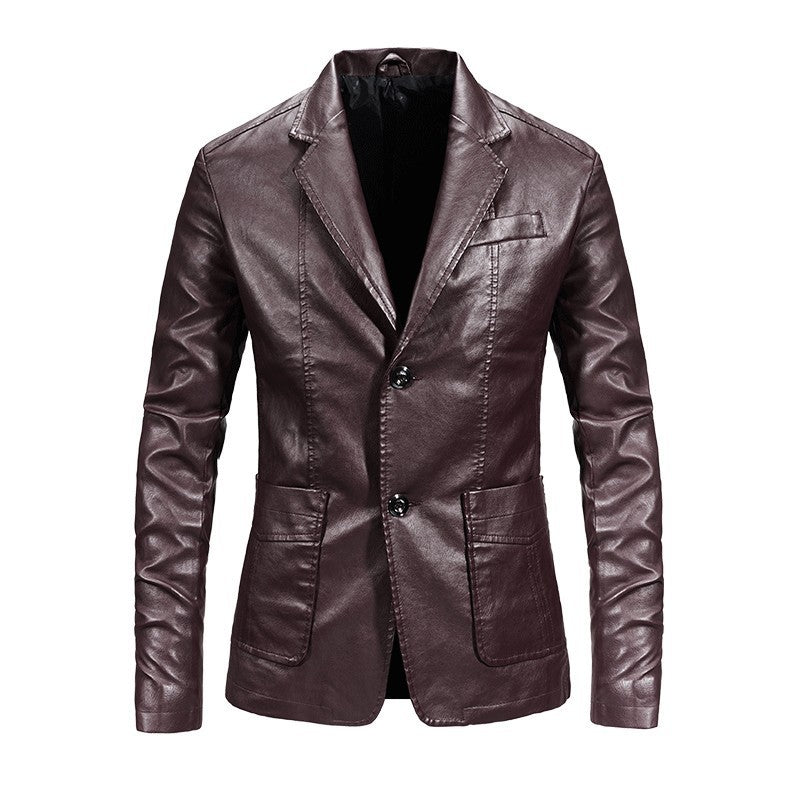 Herren elegante Kunstlederjacke mit modernem Schnitt und praktischen Taschen Drune
