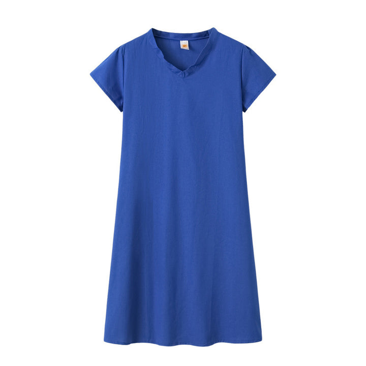 Damen Leinen-Midikleid Kastiges Oberteil