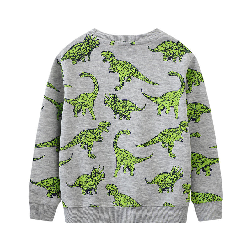 Kinder Sweatshirt mit kreativem Dinosaurier-Muster Drune