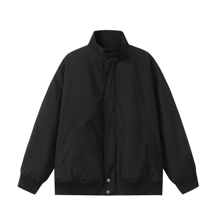 Unisex Kurz geschnittene Oversize-Bomberjacke mit Stehkragen, verdeckter Frontblende und Rippenbündchen Drune