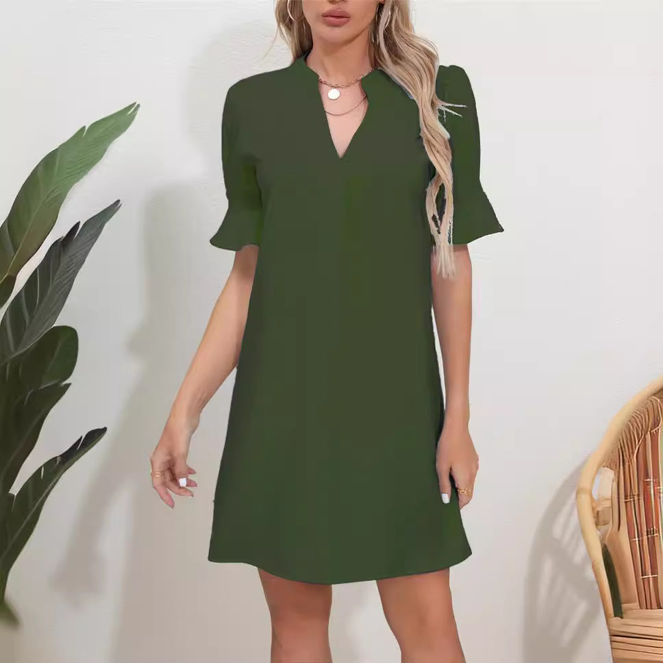 Damen stilvolles Kurzarm Kleid Drune
