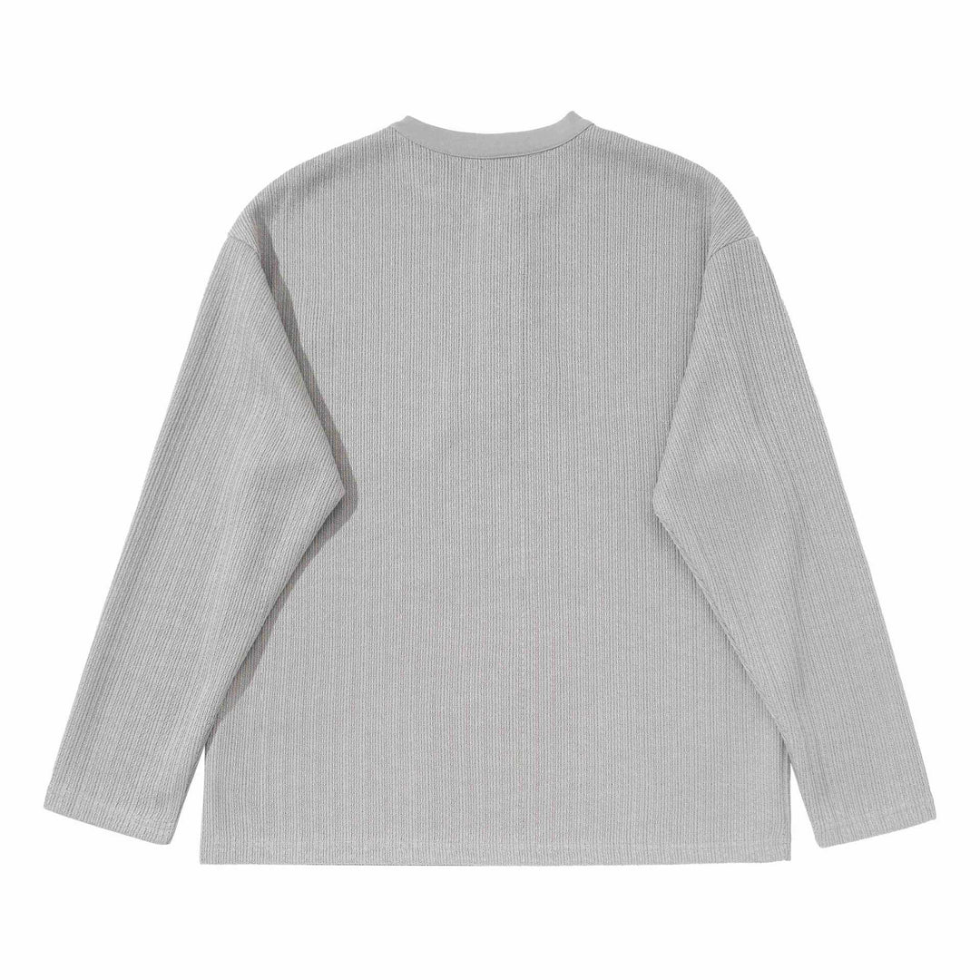 Unisex Strukturierter Waffel-Henleyshirt mit geradem Saum und Oversize-Silhouette Drune