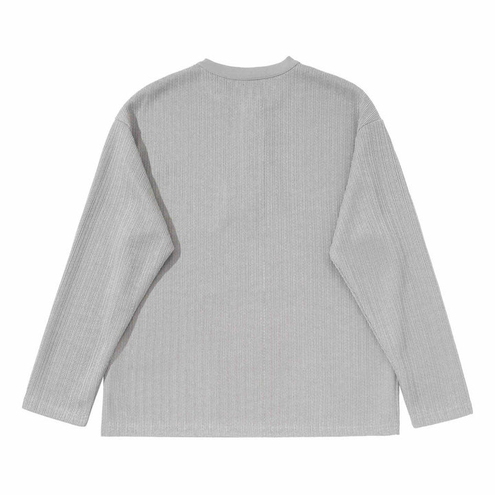 Unisex Strukturierter Waffel-Henleyshirt mit geradem Saum und Oversize-Silhouette Drune