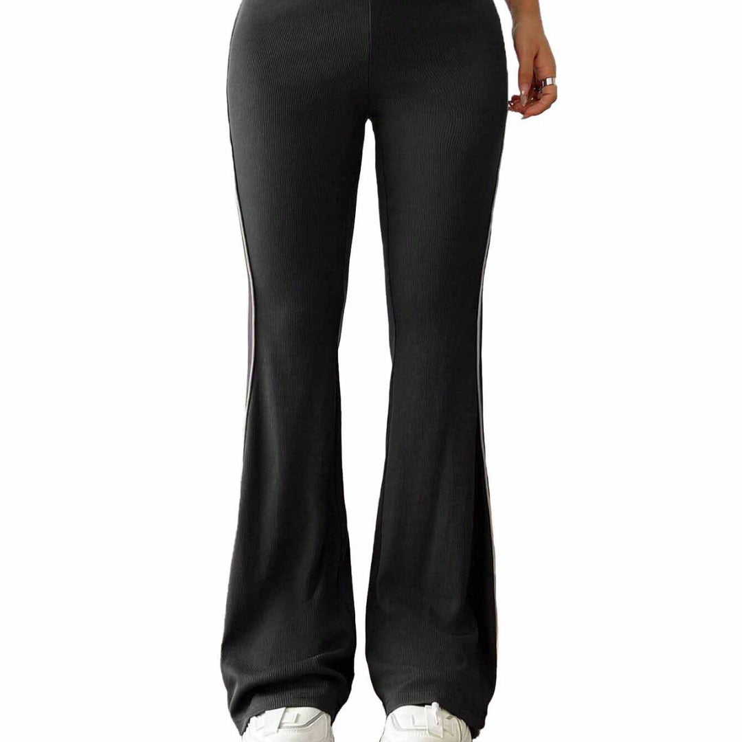 Damen Sportliche Flared-Hose mit hohem Bund und kontrastierenden Seiteneinsätzen Drune