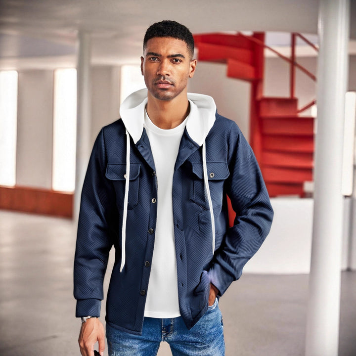 Herren modische Hybrid-Jacke mit abnehmbarer Kapuze und praktischen Taschen Drune