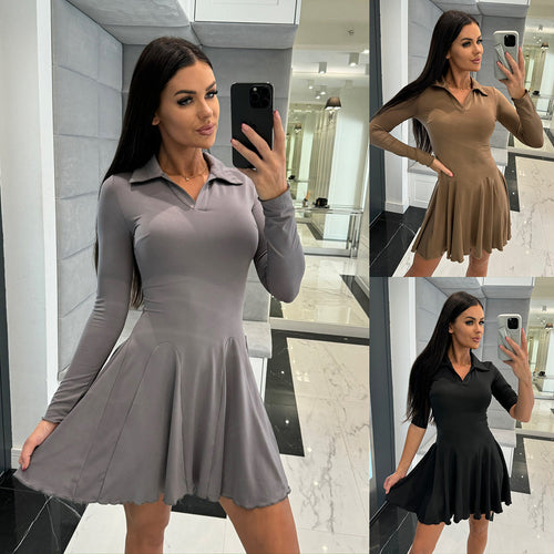 Damen Poloshirt-Kleid mit schwingendem Rock und tailliertem Schnitt Drune
