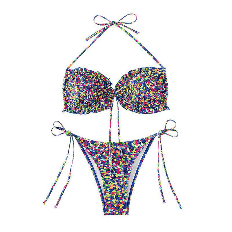Damen Push-Up-Bikini mit verstellbaren Trägern und farbenfrohem Muster Drune
