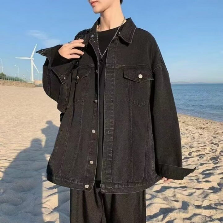 Herren lässige Oversized Denimjacke mit modischen Details Drune