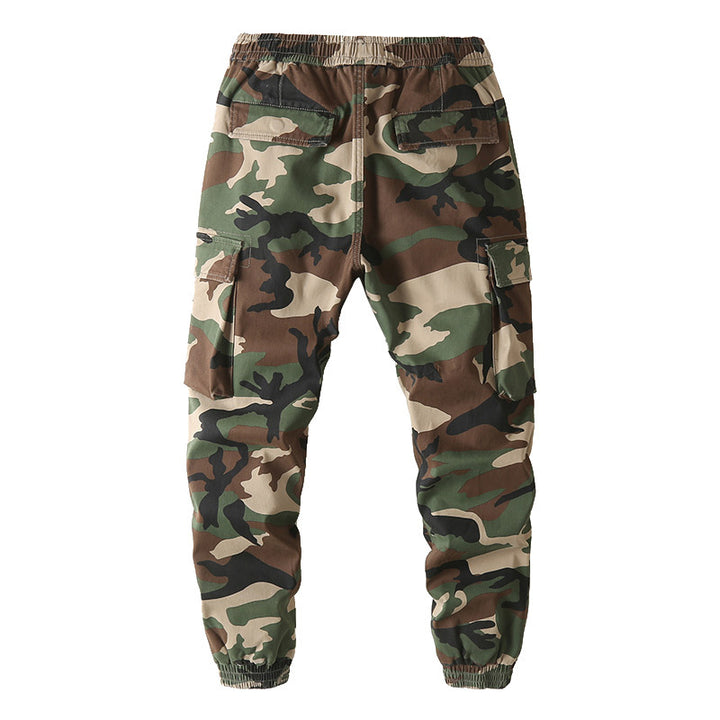 Herren Slim-Fit Cargohose im Tarnmuster mit elastischem Tunnelzugbund und verstärkten Knien Drune
