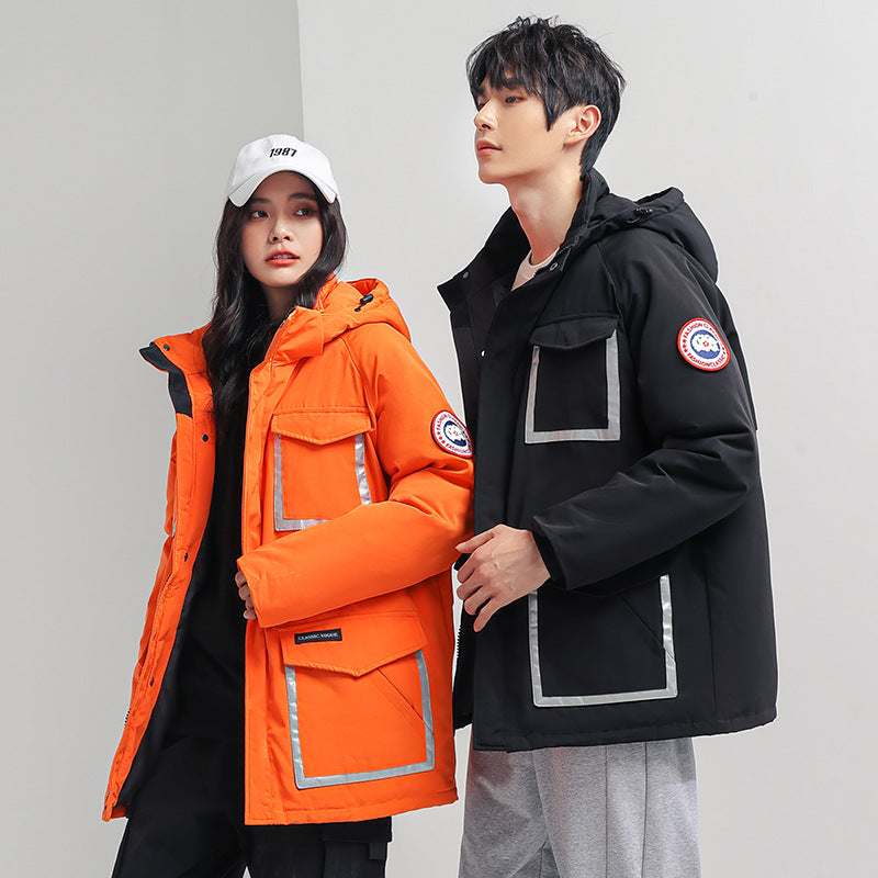 Damen Parka-Jacke mit Kapuze, wattiert, reflektierenden Einsätzen und großen Cargo-Taschen Drune