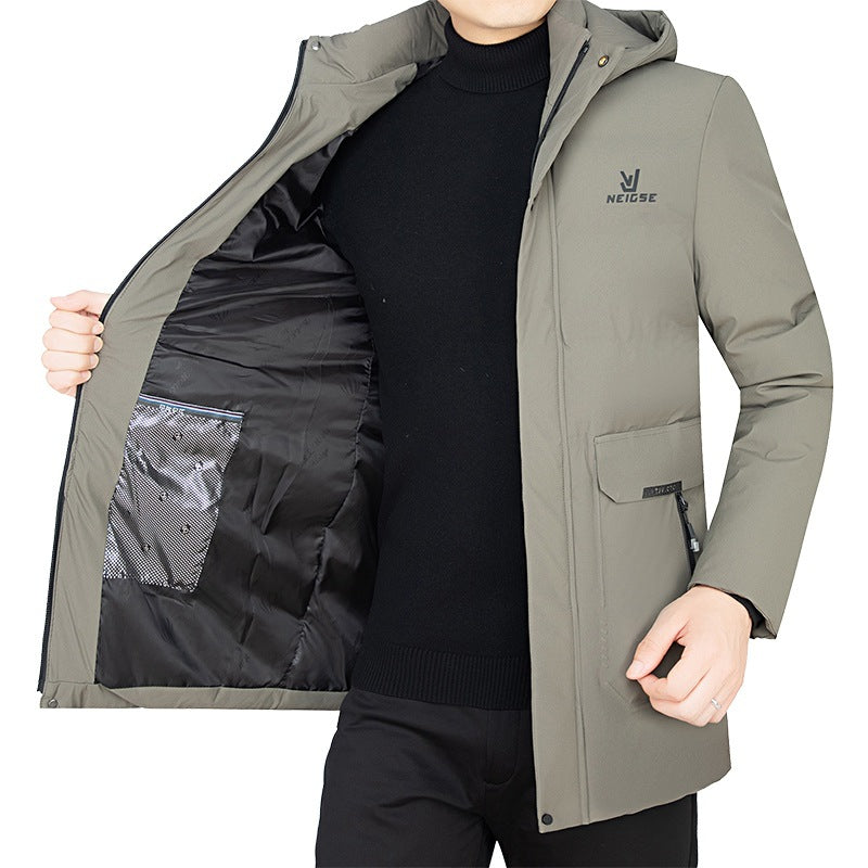 Herren Thermo-Winterkurzmantel mit luxuriösem Kunstfell-Innenfutter und Stehkragen Drune