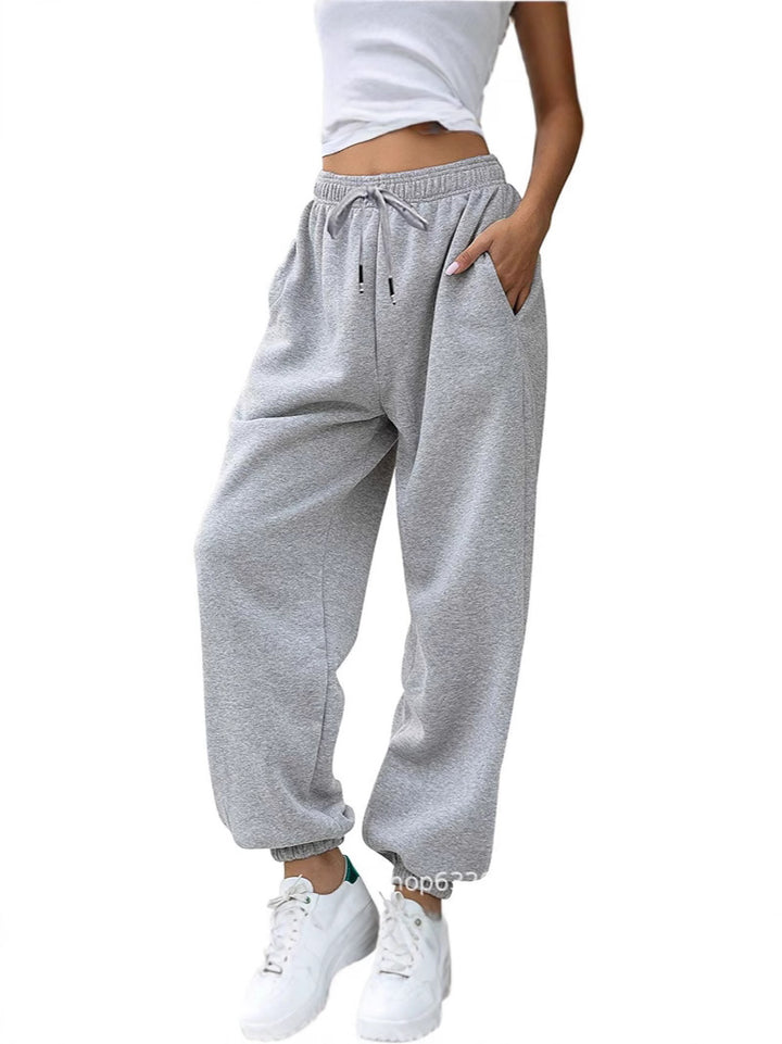 Damen nan lässige Jogginghose mit hohem Bund elastischen Knöchelabschlüssen und weichem Fleecefutter Drune