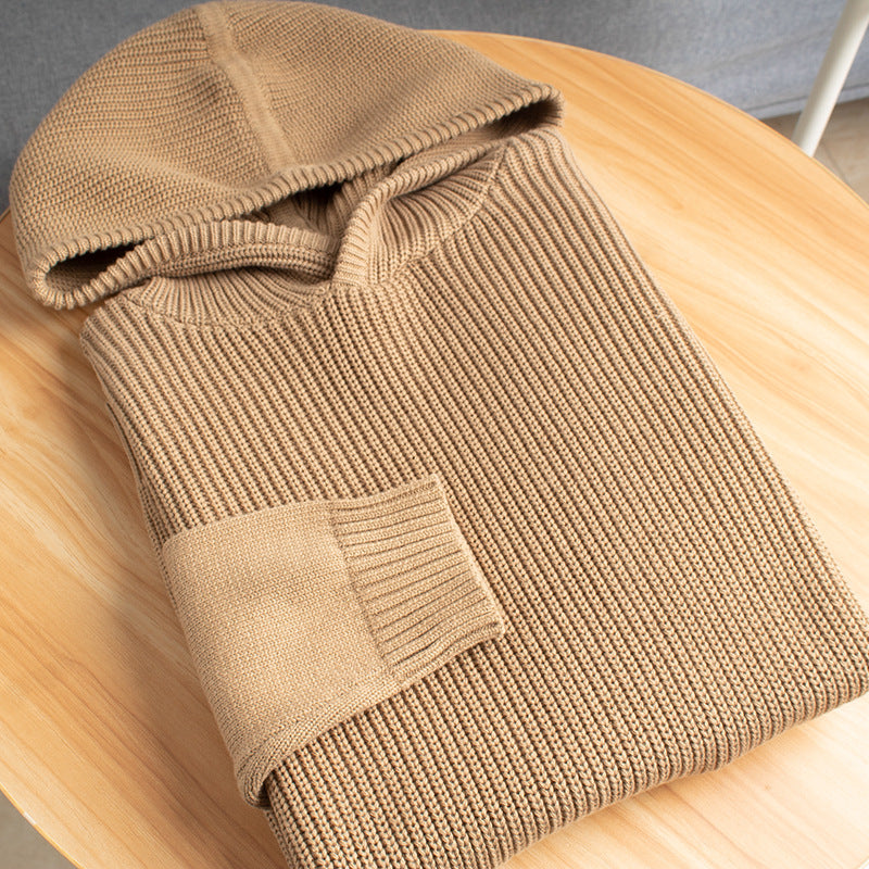Damen Grobstrickpullover mit Kapuze Drune