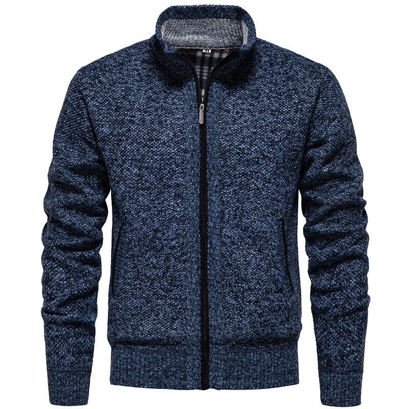 Herren Strickjacke mit hohem Kragen und praktischem Reißverschluss Drune