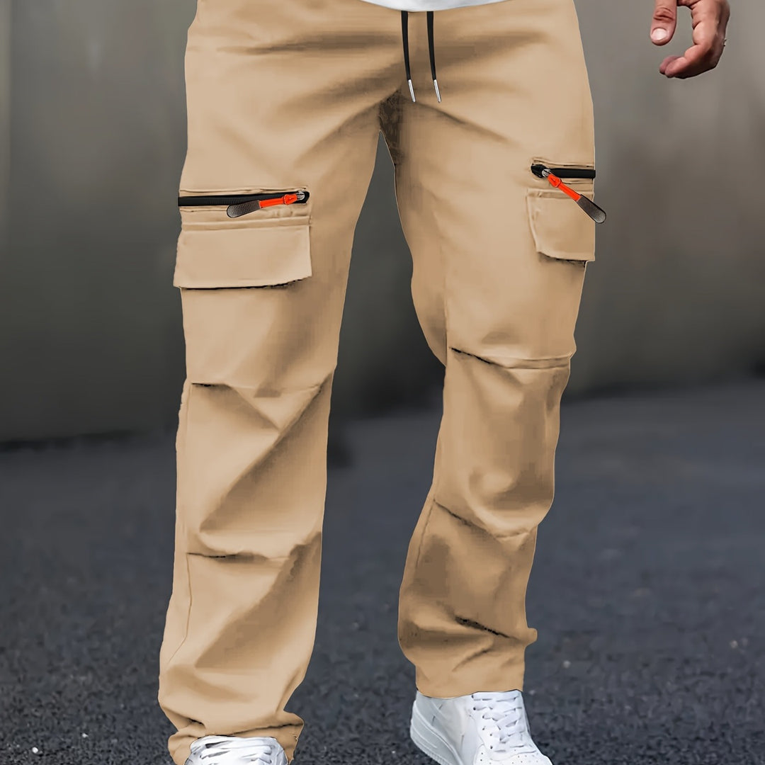 Herren Technische Cargo-Jogginghose mit Reißverschlusstaschen, Klappfächern & Tunnelzugbund Drune