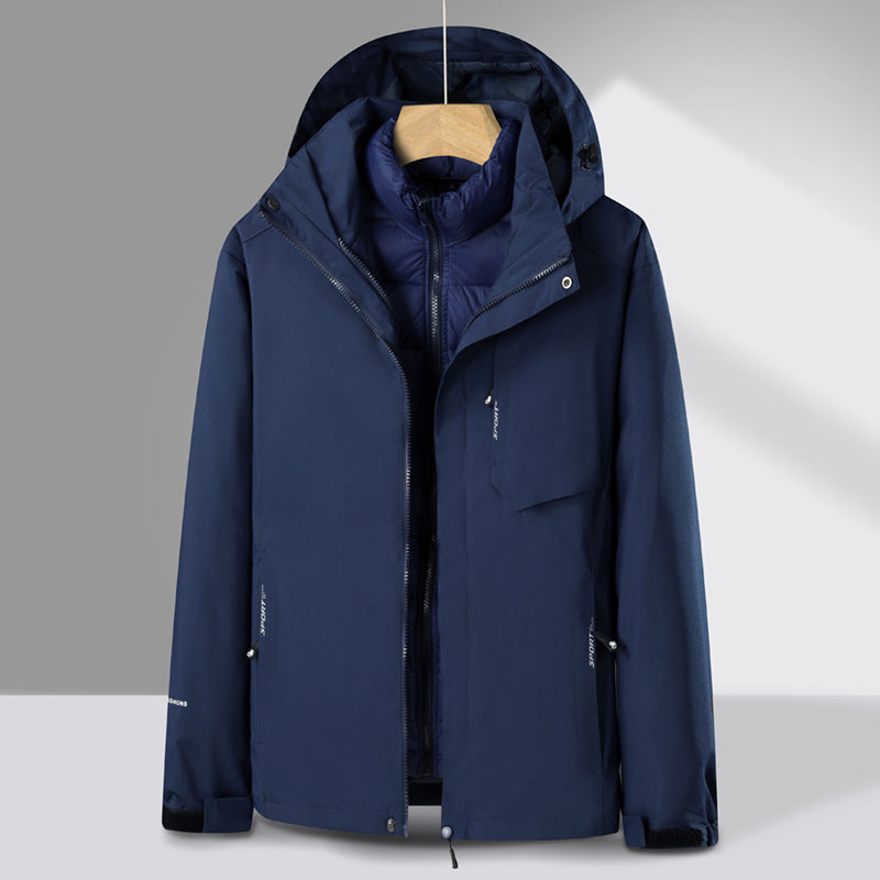 Herren dreiteiliger Übergangsparka mit abnehmbarer gesteppter Innenjacke und wetterfester Softshell-Außenlage Drune