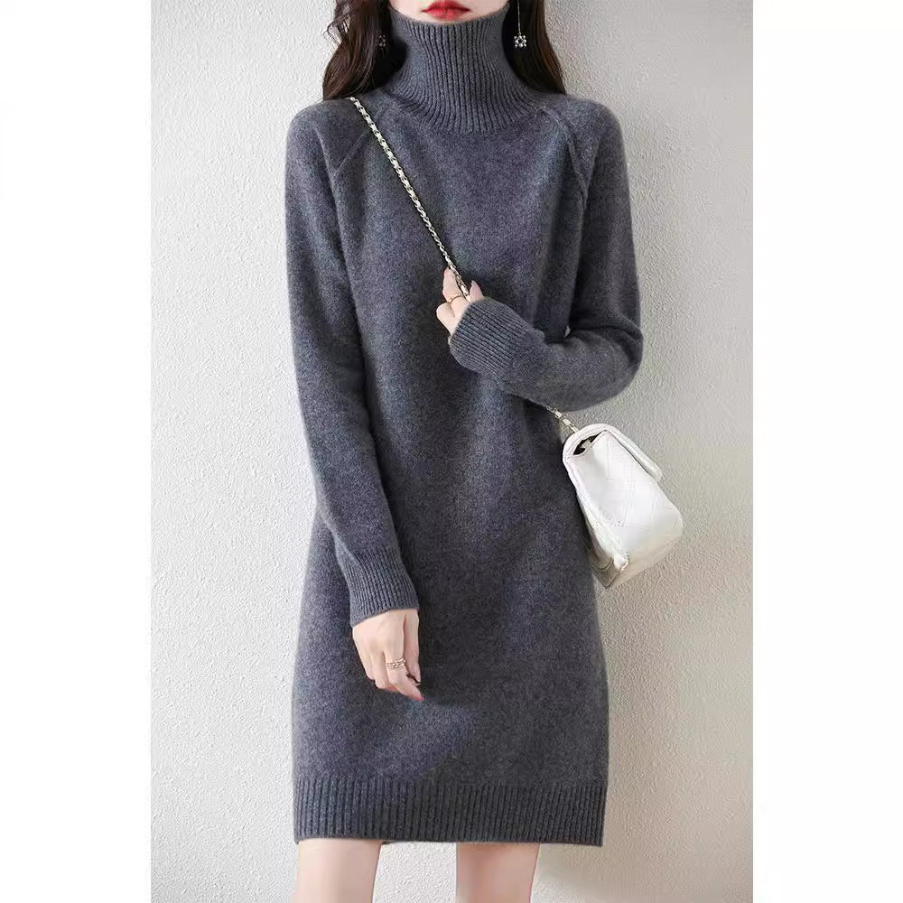 Damen Strickkleid mit hohem Kragen und weichem Material Drune