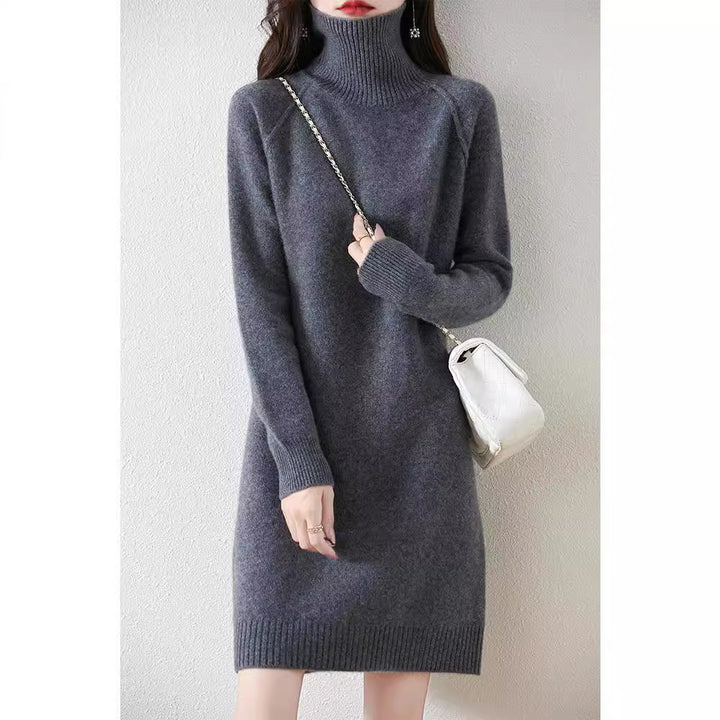 Damen Strickkleid mit hohem Kragen und weichem Material Drune
