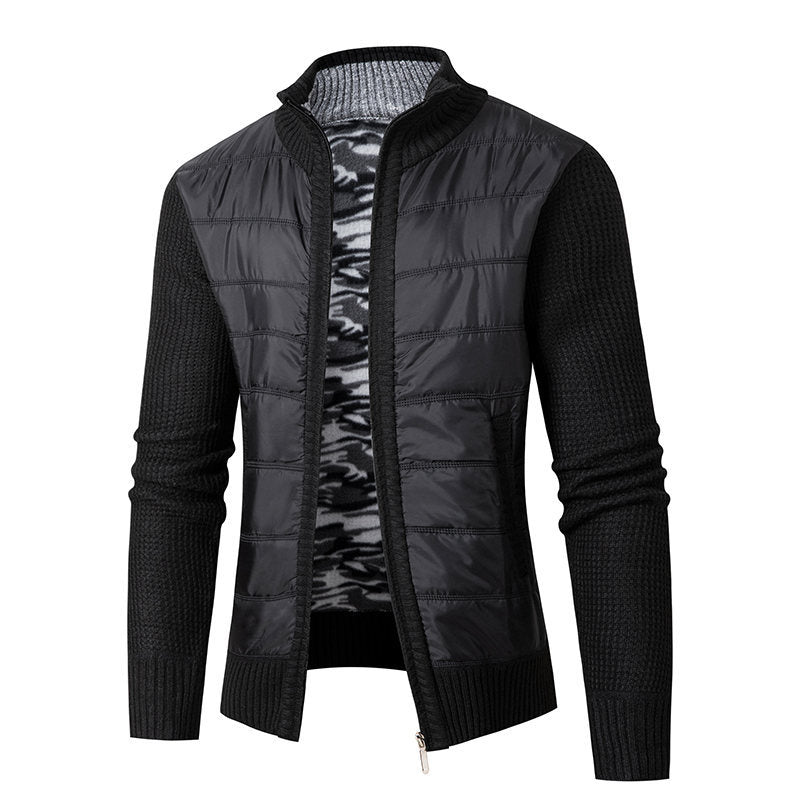 Herren Hybrid‑Strickjacke mit gesteppter Front und Stehkragen Drune