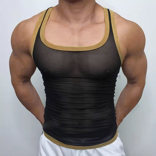 Herren nan Ringer-Top aus feinem Baumwoll-Elasthan mit Kontrastpaspel und schmaler Passform Drune