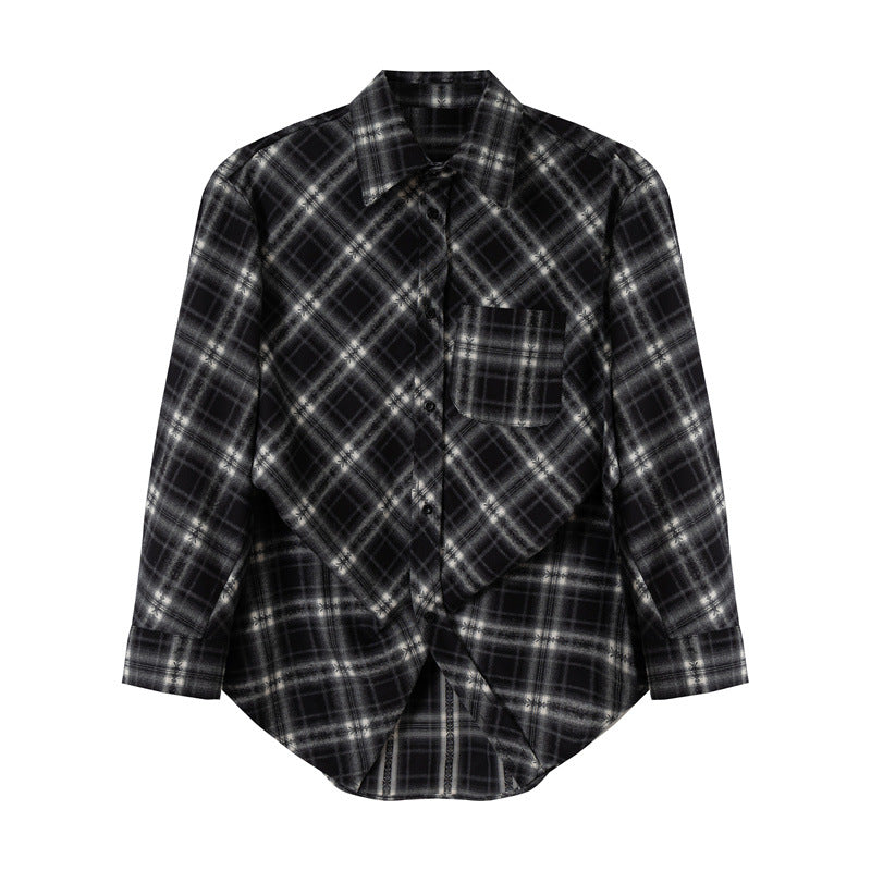 Damen Oversize-Flanellhemd mit asymmetrischem Saum Drune