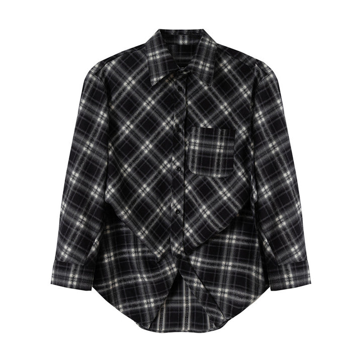 Damen Oversize-Flanellhemd mit asymmetrischem Saum Drune