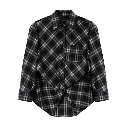 Damen Oversize-Flanellhemd mit asymmetrischem Saum Drune