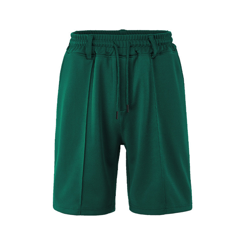 Herren nan technische Netzstruktur-Shorts mit Bügelfalte, Gürtelschlaufen und elastischem Kordelbund Drune