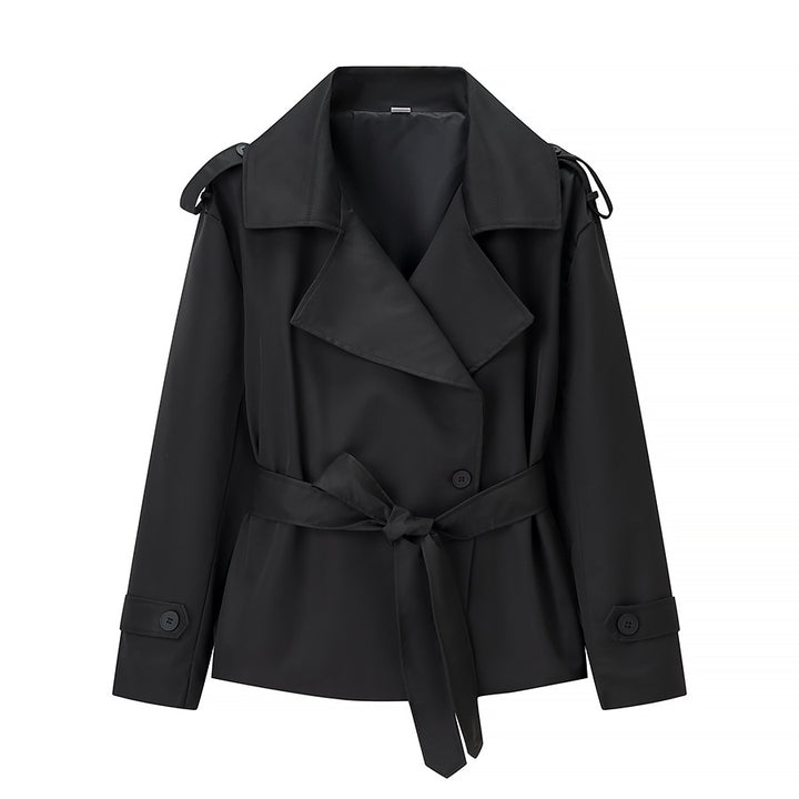 Damen Elegante und moderne Trenchcoatjacke mit Gürtel Drune