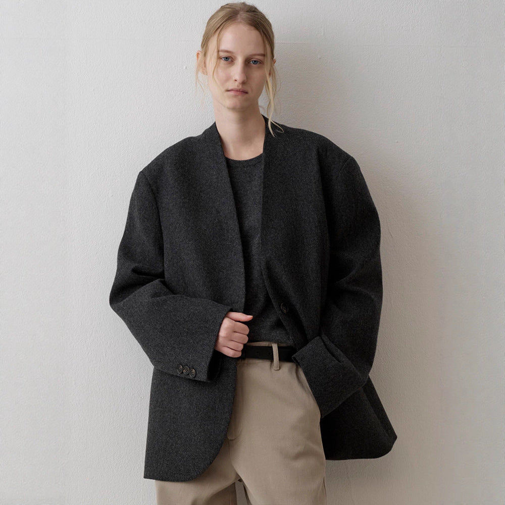 Damen eleganter Strickblazer mit asymmetrischem Schnitt Drune