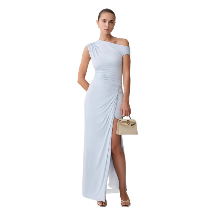 Damen Elegantes Maxi-Kleid mit One-Shoulder Design und hohem Schlitz Drune
