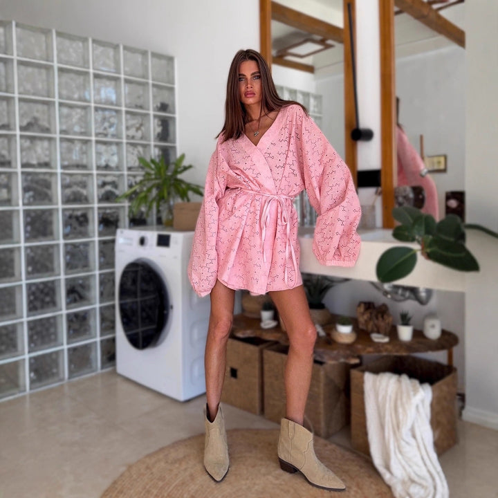 Damen Modischer Kimono mit Taillengürtel Drune