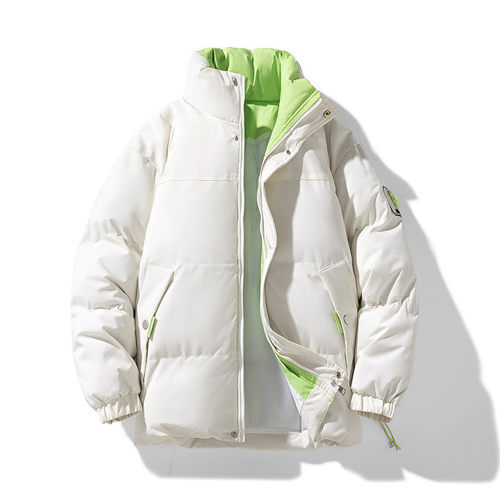 Damen Wattierte Steppjacke mit hohem Stehkragen, kontrastiertem Futter und Kordelzug Drune