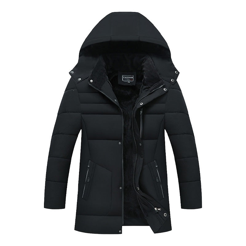 Herren Wattierte Parka-Jacke mit Kapuze, Teddyfutter & winddichter Isolierung Drune