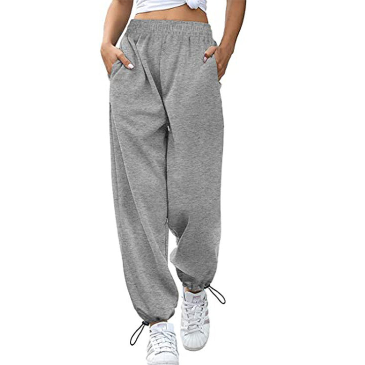 Damen Hohe Taille Entspannte Passform Jogginghose Drune